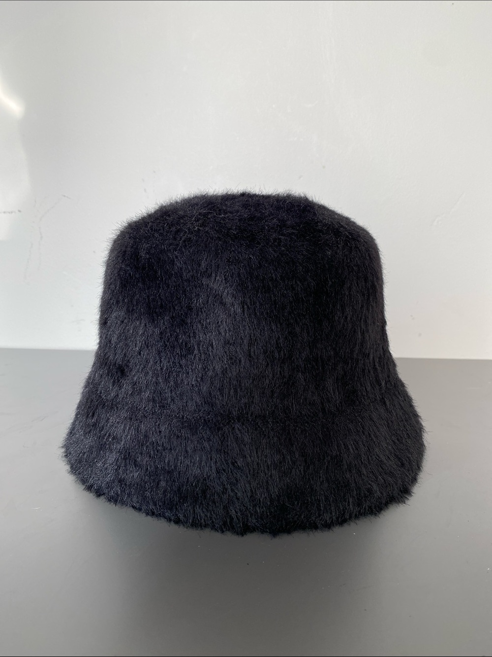 Primark Black Faux Fur Bucket Hat Sz OS Contemporary Classic Street Casual Trend